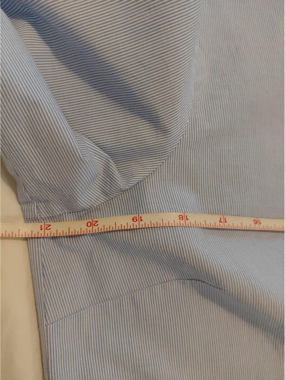 Talbots Peplum Shirt Micro Stripe Size L Light Blue And White EUC - Picture 9 of 10